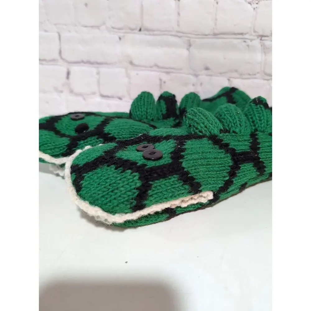 Nirvana Designs Alligator Dragon Knit In Nepal Wool Fleece Lined Puppet Mittens